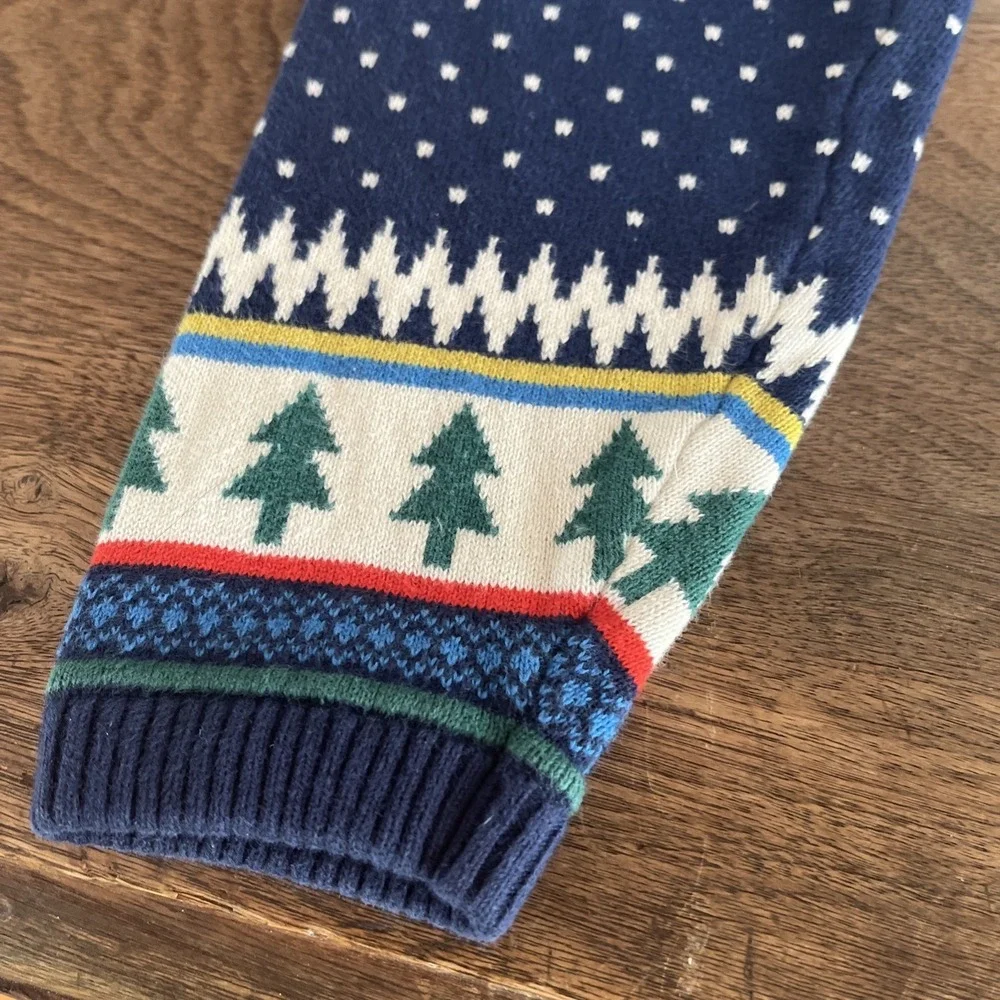 Hanna Andersson Toddler Size 3T Blue Green Christmas Santa Knit Unisex Pants